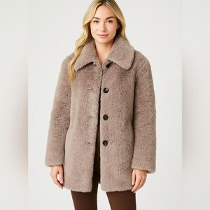Vintage K.ZELL FUR Paris Elevated Faux Fur Coat. Taupe Gray. – Size S